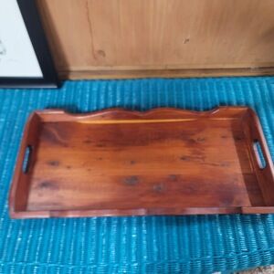Handmade yew Wood double handle serving tray 13" x 26"  Crafted Gerald Jeffcoat